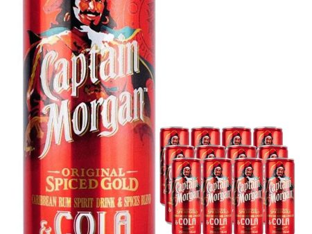 Captain Morgan Spiced Rum & Cola Premixed Can Multipack, 12 x 250 ml Online Hot Sale