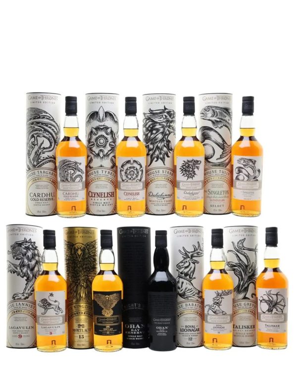 Game of Thrones Complete Set - Single Malt Whiskies, 9 x 70 cl For Sale