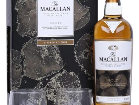 The Macallan Gold Whisky Gift Set With 2 Glass, 70 cl For Sale