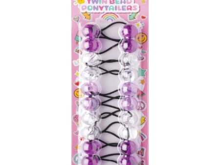 Joy Twin Beads Ponytailers 10Ct Asst Purple Clear Discount