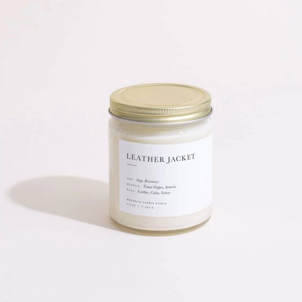 Brooklyn Candle Studio Leather Jacket Minimalist Scented Candle For Sale