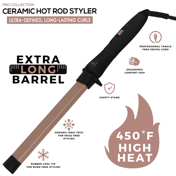 Hot & Hotter Ceramic Hot Rod Styler Wand 1 inch Hot on Sale