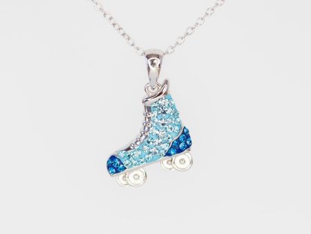 Blue Tennis Shoe Rollerskate Crystal Sterling Silver Necklace Online