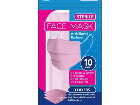 Annie Sterile Face Mask One Size 10ct Light Pink on Sale