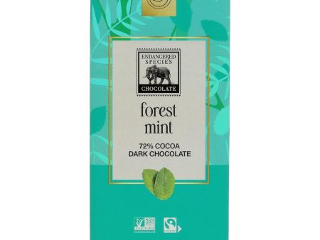 Endangered Species Natural Chocolate Bars - Dark Chocolate - 72 Percent Cocoa - Forest Mint - 3 Oz Bars - Case Of 12 Cheap