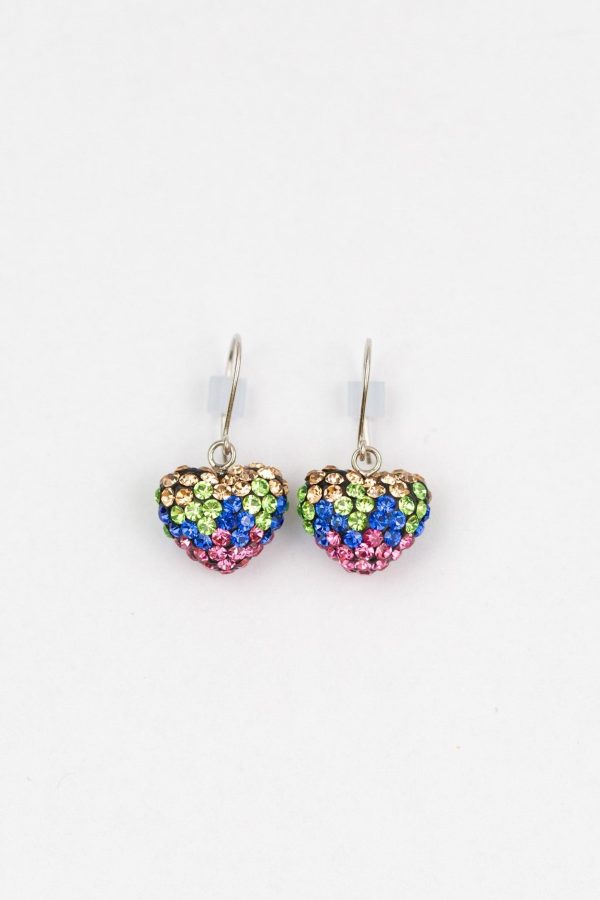 Crystal Pave Ombre Heart Dangling Silver Earring Online Hot Sale