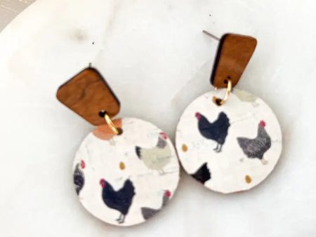 Wood Chicken Earrings Discount