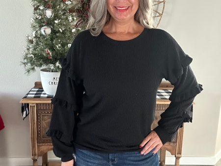 Ruffle Puff Sleeve Top For Cheap