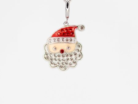 Santa Claus Crystal Sterling Silver Charm With Paperclip Bracelet Discount