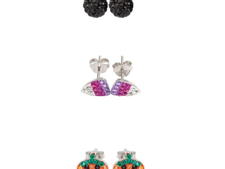 Three Pair Halloween Crystal Sterling Silver Earrings Online