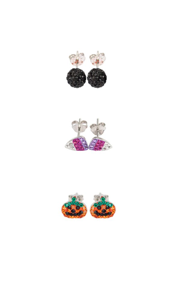 Three Pair Halloween Crystal Sterling Silver Earrings Online