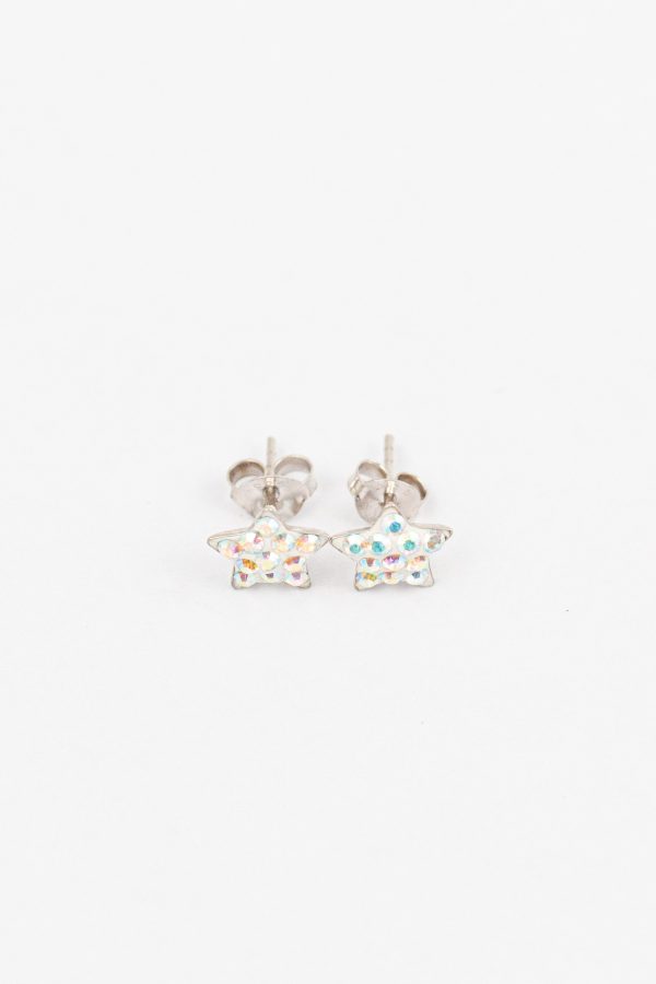 Crystal Star Pave Stud Silver Earrings on Sale