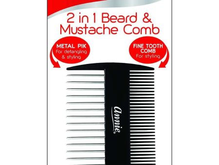 Annie 2 in 1 Beard & Mustache Comb Black Hot on Sale