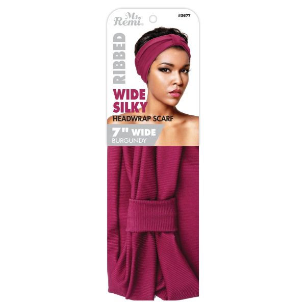 Ms. Remi Wide Silky Headwrap Scarf Ribbed Color Assorted on Sale