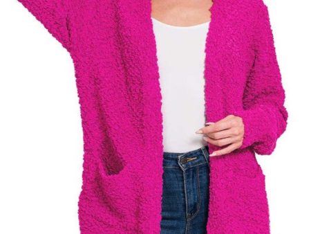 Popcorn Cardigan-Curvy Magenta Online now