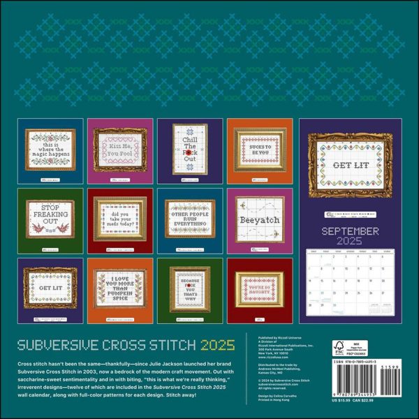 2025 Subversive Cross Stitch Wall Calendar Online Hot Sale