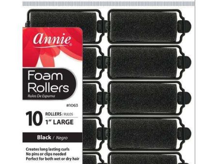 Annie Foam Rollers Large 10Ct Black Cheap