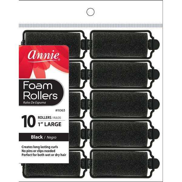 Annie Foam Rollers Large 10Ct Black Cheap