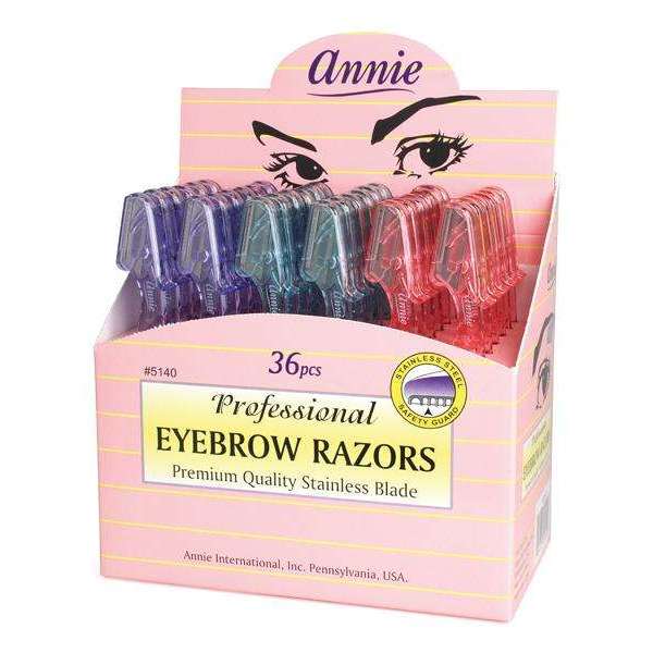 Annie Eyebrow Razors Display 36Ct Asst Color Fashion