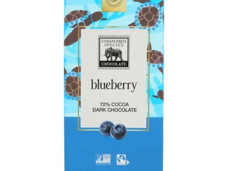 Endangered Species Natural Chocolate Bars - Dark Chocolate - 72 Percent Cocoa - Blueberries - 3 Oz Bars - Case Of 12 Hot on Sale