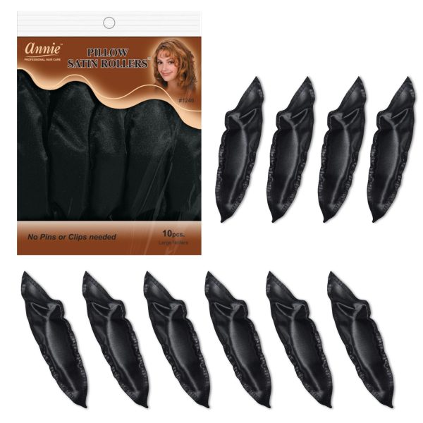 Annie Pillow Satin Rollers 10Ct Black For Cheap