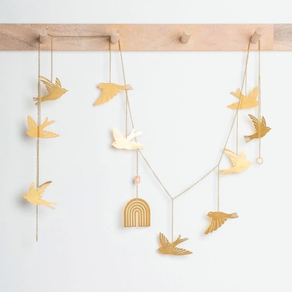 Brass Bird Garland with Sunstone on Sale