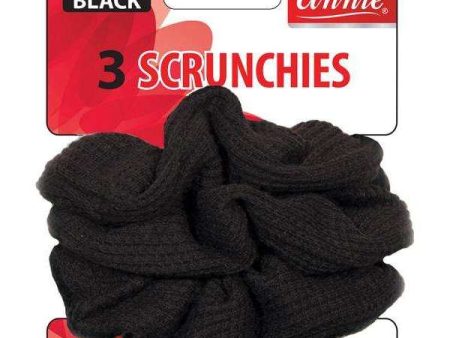 Annie Scrunchies 3Ct Black Supply