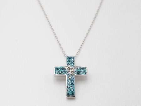 Crystal Ombre Cross Sterling Silver Necklace Online Sale