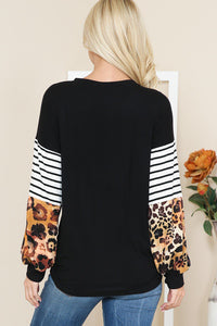 Balloon Sleeve Color Block Top Online Sale