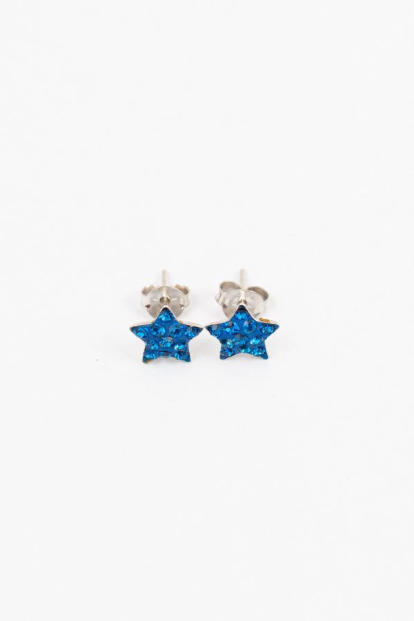 Crystal Star Pave Stud Silver Earrings on Sale