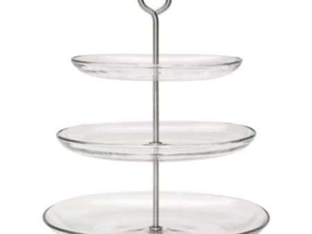 Three Tier Glass Server, stainless and glass For Sale