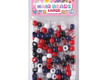 Joy Large Hair Beads 240Ct Black, White, & Red For Discount