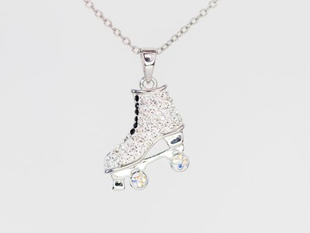 White Rollerskate Crystal Sterling Silver Necklace For Discount