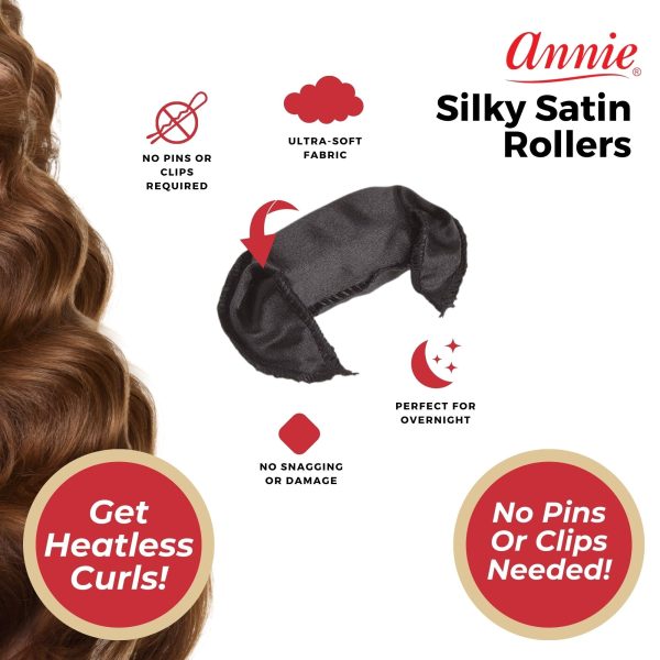 Annie Pillow Satin Rollers 10Ct Black For Cheap