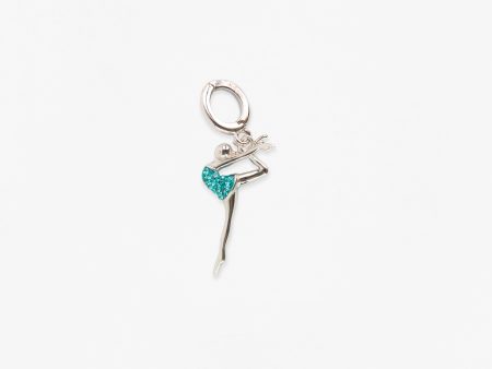 Dancer Leap in Air (In A Scorpion Kick) Crystal Sterling Silver Charm Sale