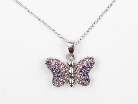 Light Amethyst Crystal Butterfly Silver Necklace Online