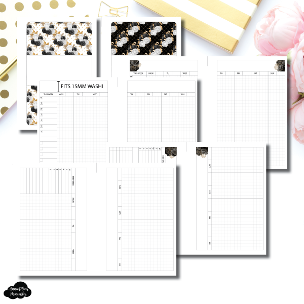 A5 Rings Size | Glam Vertical Weekly Grid Printable Insert For Discount