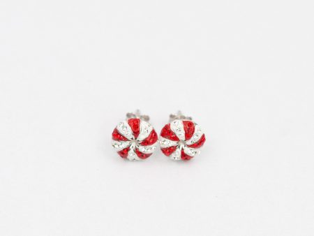 Peppermint Candy Holiday Crystal Silver Stud Earrings Online