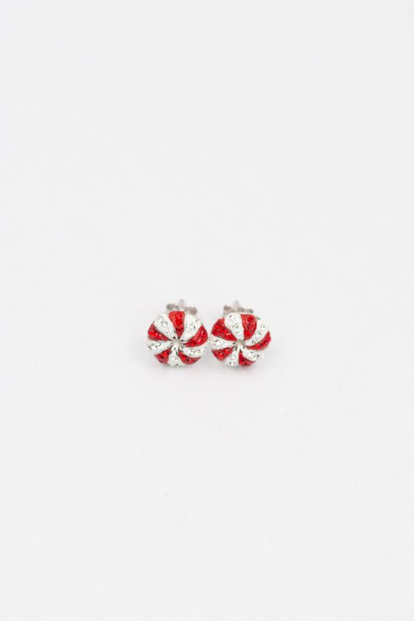 Peppermint Candy Holiday Crystal Silver Stud Earrings Online