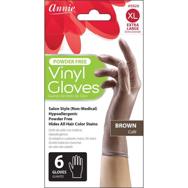 Annie Vinyl Gloves 6Ct Brown Supply