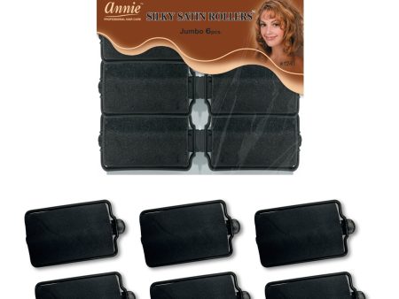 Annie Silky Satin Rollers Size Jumbo 6Ct Black Online now