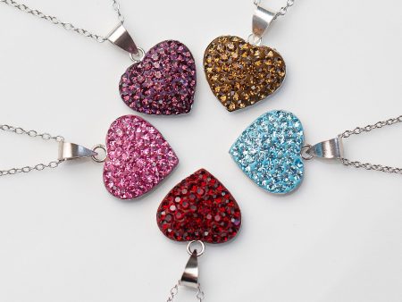 Crystal Pave Heart Sterling Silver Necklace For Cheap