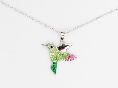 Hummingbird Crystal Sterling Silver Pendant Necklace For Discount