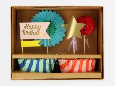 Meri Meri Stripe Party Cupcake Kit (Set of 24 Toppers) Online Hot Sale