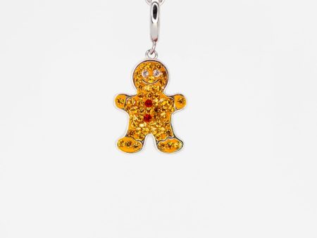 Gingerbread Man Crystal Sterling Silver Charm With Paperclip Bracelet Hot on Sale