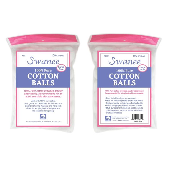 Swanee Cotton Ball L 100Ct White 100% Pure Cotton Supply