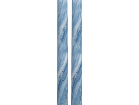 Blue Marble Taper Candles (Set of 2) Hot on Sale