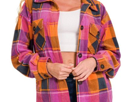 Magenta Polar Fleece Shacket Fashion