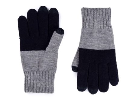 Colorblock Extra Large Touchscreen Gloves in Black Gray Fashion