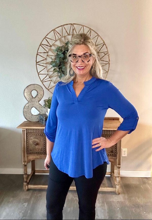 Wrinkle Free Lizzy Top-Royal Blue For Sale